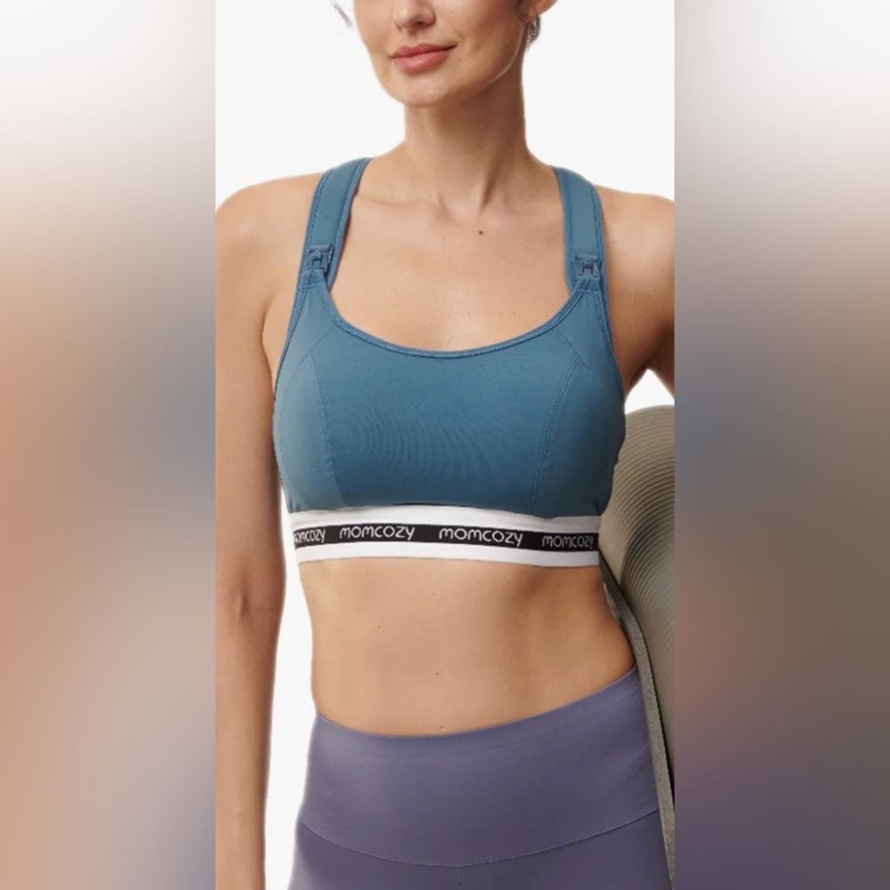 NWT- MOMCOZY Active- Low Impact Nursing Sports Bra - Blue - 2XL